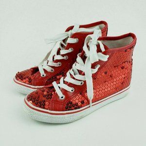 Balera Girls Youth 12 Red Sequin High Top Shoes